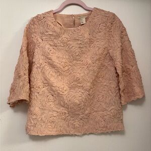 New H&M quarter sleeve flower petal pink Women's Top -valentines, romantic  6